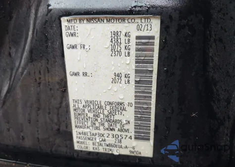 2013 Nissan Altima 3.5 S/3.5 Sl/3.5 Sv from USA, damaged, VIN 1N4BL3AP3DC230574